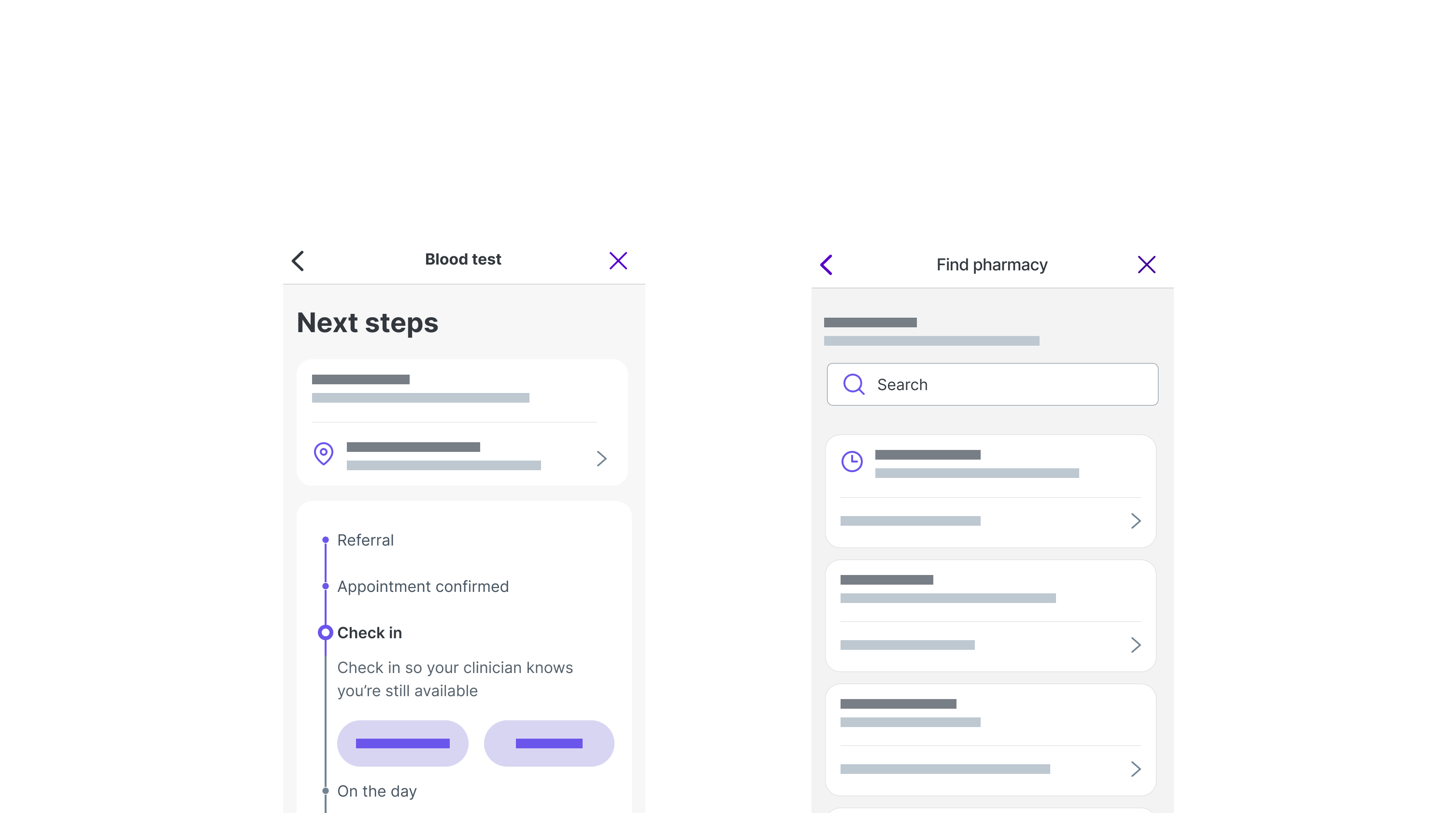 Example screens with the new design language