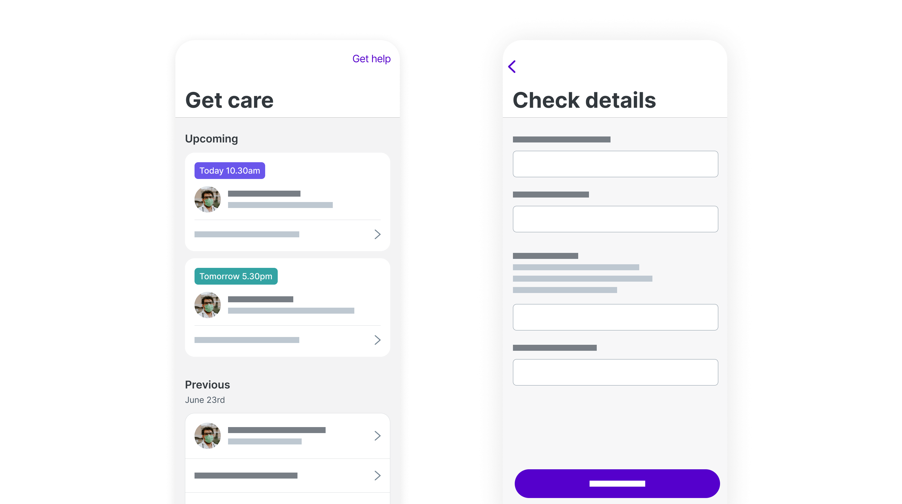 Example screens with the new design language