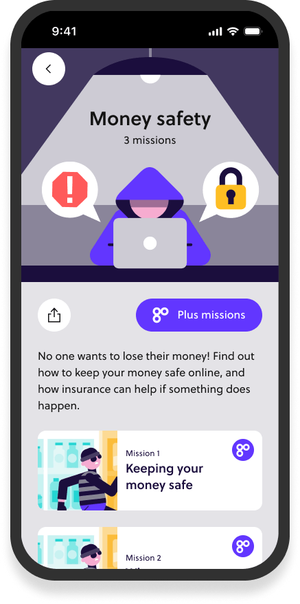 Mobile app GoHenry education screen